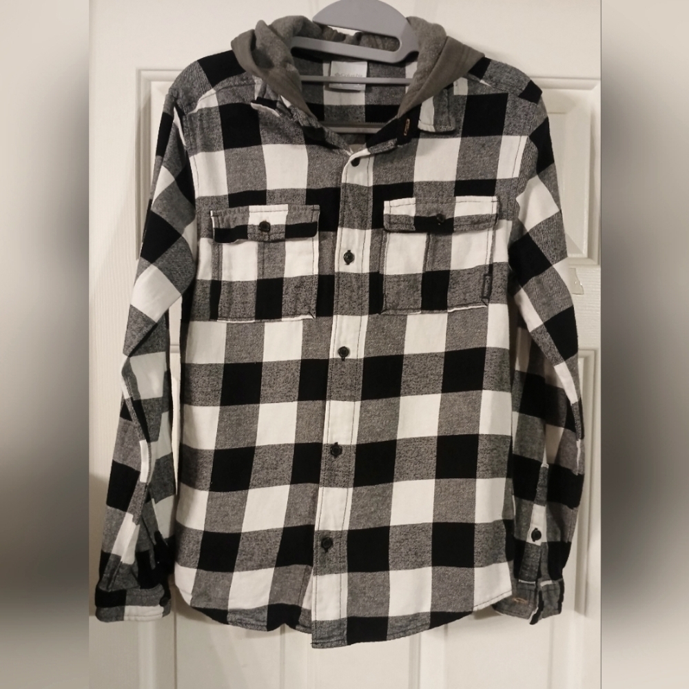 Columbia Hooded Flannel Button-down Kids Size L